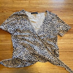 BRANDY MELVILLE cheetah print wrap top